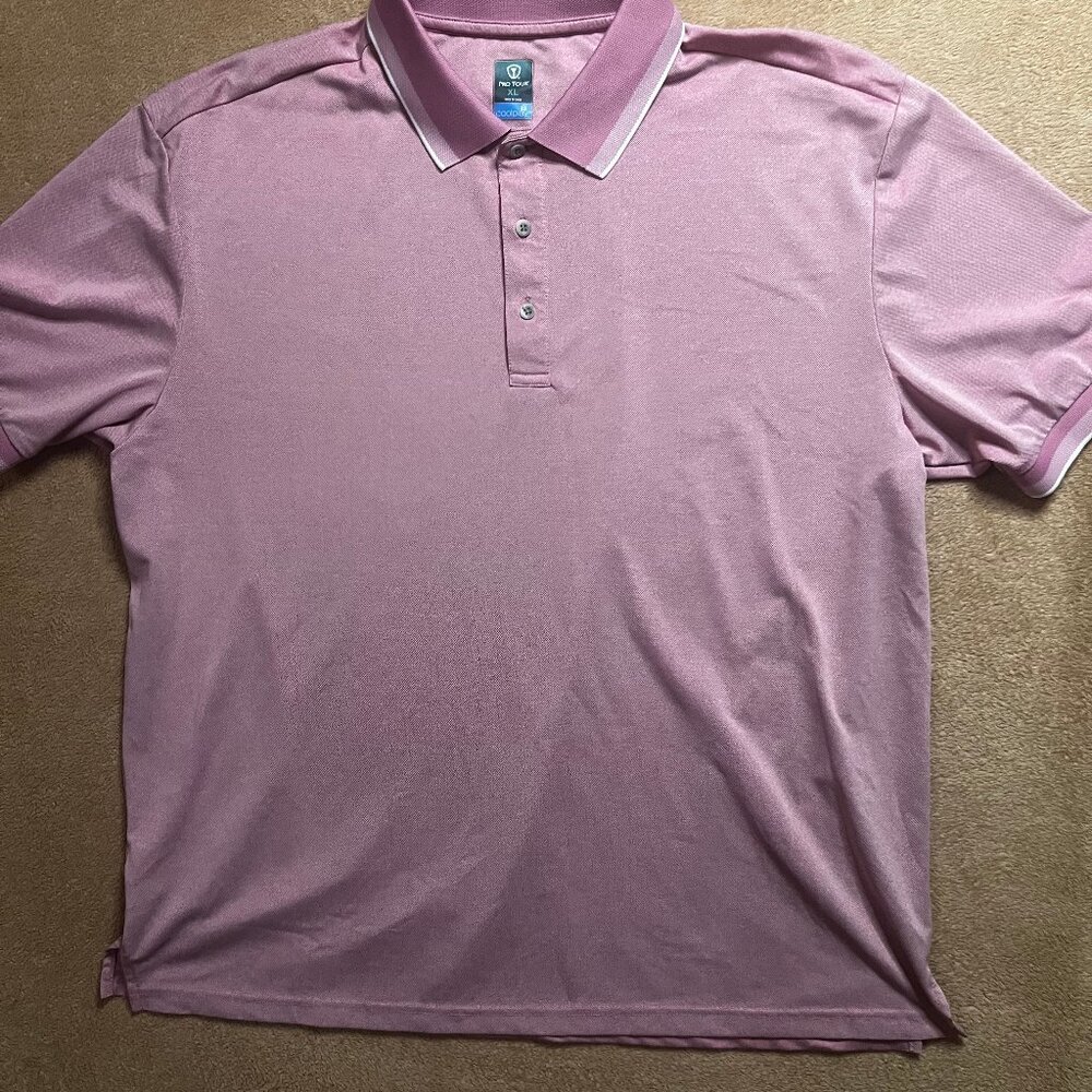 Pro Tour CoolPlay Men XL Light Purple Short Sleeve 3 Button Collar Golf Polo